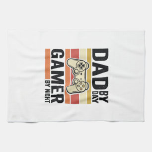 Vintage-Controller-T-Shirt-Design für Papa Gamer_1 Geschirrtuch