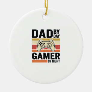Vintage-Controller-T-Shirt-Design für Papa Gamer_1 Keramik Ornament