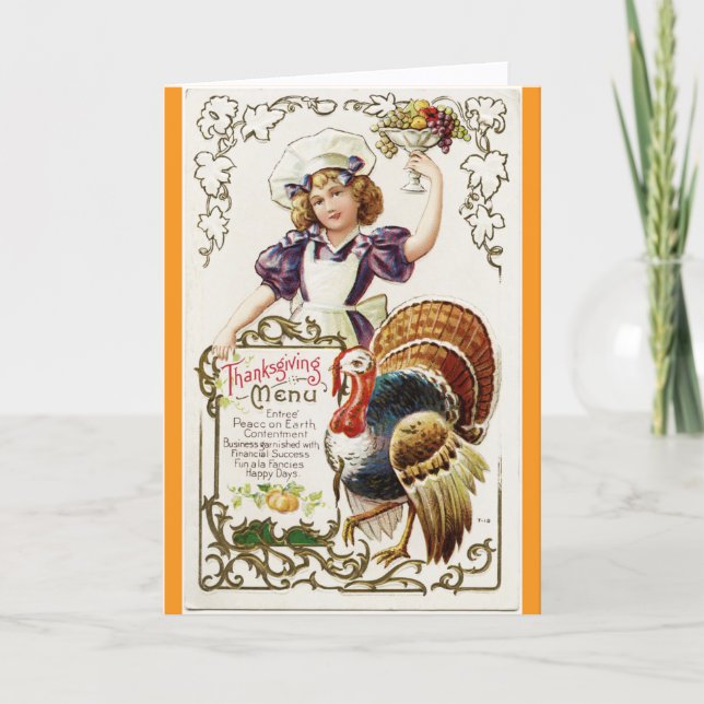 Vintage Cook With Turkey Thanksgiving Day Card Karte (Vorderseite)
