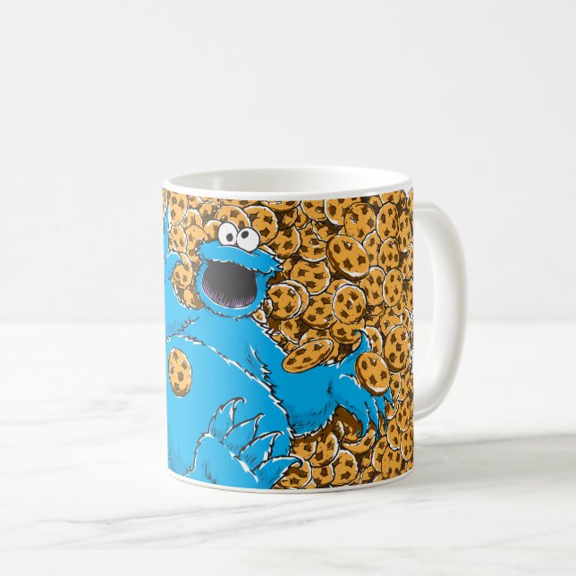Vintage Cookie Monster and Cookies Kaffeetasse (VorderseiteRechts)