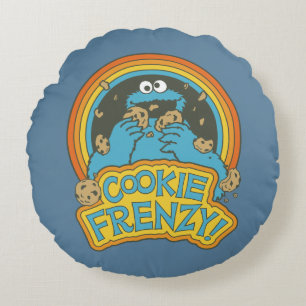Vintage Cookie Monster Cookie Frenzy Rundes Kissen