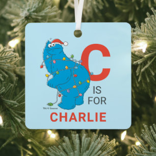 Vintage Cookie Monster   Personalisierter Name & F Ornament Aus Metall