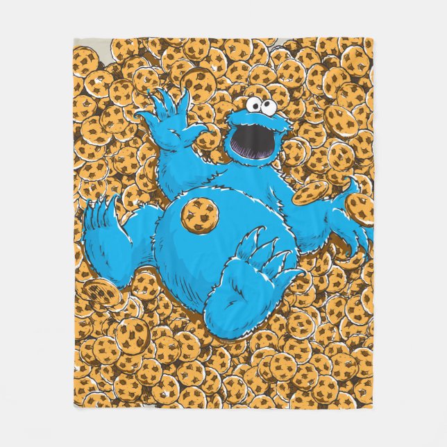 Vintage Cookie Monster und Kekse Fleecedecke (Vorderseite)