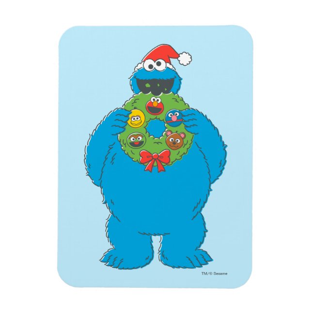Vintage Cookie Monster Weihnachtskranz Magnet (Vertikal)