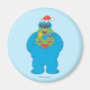Vintage Cookie Monster Weihnachtskranz Magnet