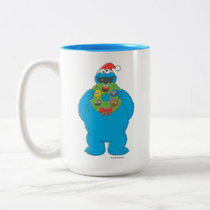 Vintage Cookie Monster Weihnachtskranz Zweifarbige Tasse