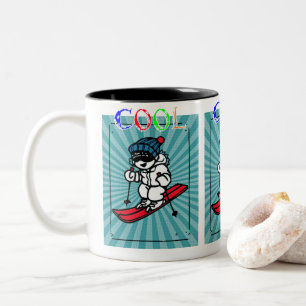 Vintage Cool Skier   skiing   skiing designs   ski Zweifarbige Tasse
