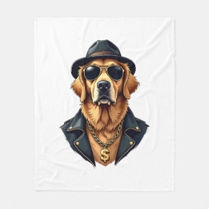 Vintage Cooler Golden Retriever Hund in Sonnenbril Fleecedecke
