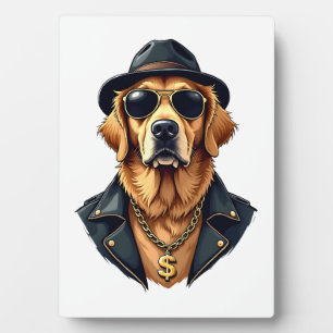 Vintage cooler Golden Retriever Hund in Sonnenbril Fotoplatte