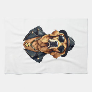 Vintage Cooler Golden Retriever Hund in Sonnenbril Geschirrtuch
