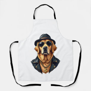 Vintage Cooler Golden Retriever Hund in Sonnenbril Schürze