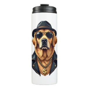 Vintage Cooler Golden Retriever Hund in Sonnenbril Thermosbecher