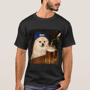 Vintage Cooler Pomeranian Trinkt Bier Pomeranian T-Shirt