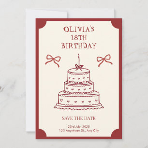 Vintage Coquette 18. Geburtstag Save the Date Einl Einladung