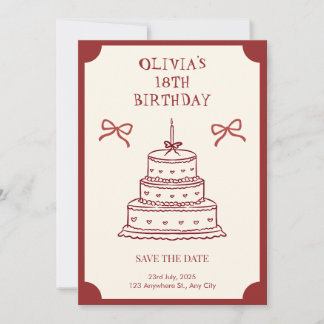 Vintage Coquette 18. Geburtstag Save the Date Einl Einladung