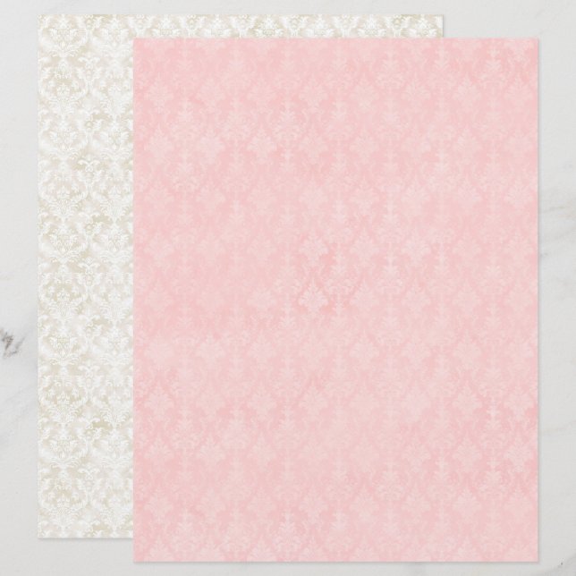 Vintage Coquette Damast Scrapbook Papier (Vorne/Hinten)