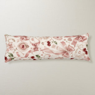 Vintage Coquette Rosa Schleife und Kirschen-Ästhet Seitenschläferkissen