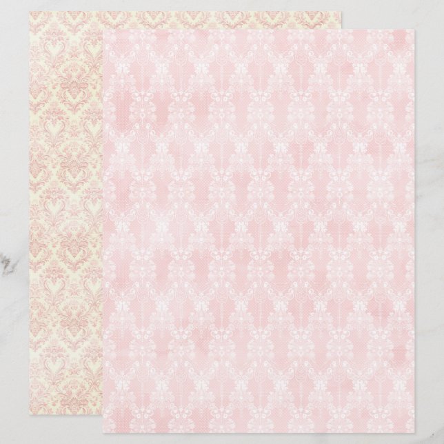 Vintage Coquette Rosa Scrapbook Papier (Vorne/Hinten)