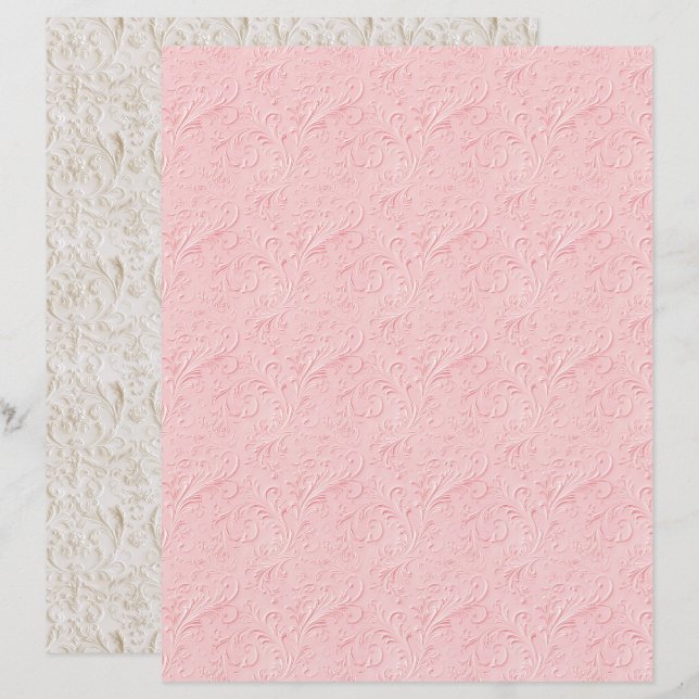 Vintage Coquette Rosa Textur Scrapbook Papier (Vorne/Hinten)