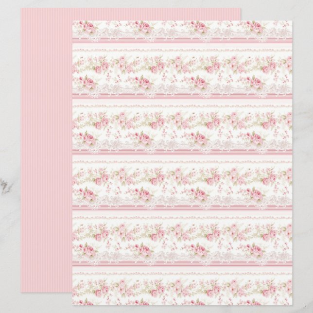 Vintage Coquette Rose Florales Papierblatt (Vorne/Hinten)