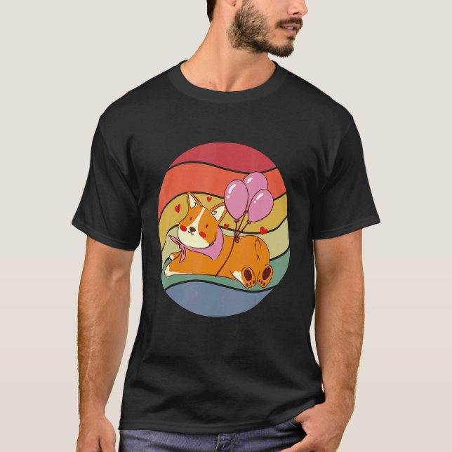 Vintage Corgi Ballons T-Shirt (Vorderseite)