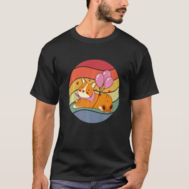 Vintage Corgi Ballons T-Shirt (Vorderseite)