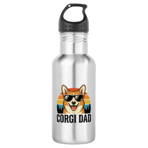 Vintage-Corgi-Daddy-Gravur-Hunde-Liebhaber-Shirt-D Edelstahlflasche