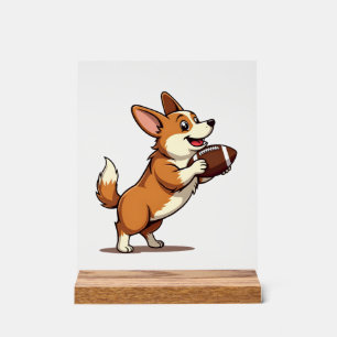 Vintage Corgi Fußball Hund Illustration Retro Spor Acrylschild