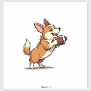 Vintage Corgi Fußball Hund Illustration Retro Spor Aufkleber