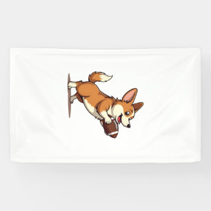 Vintage Corgi Fußball Hund Illustration Retro Spor Banner