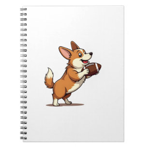 Vintage Corgi Fußball Hund Illustration Retro Spor Notizblock