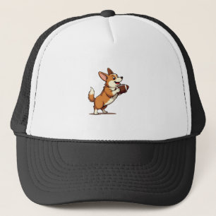 Vintage Corgi Fußball Hund Illustration Retro Spor Truckerkappe