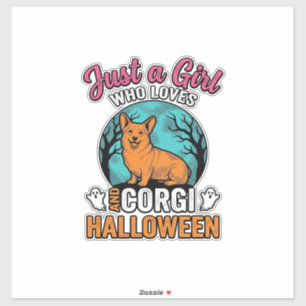 Vintage Corgi Halloween Mädchen Hundeliebhaber-Shi Aufkleber