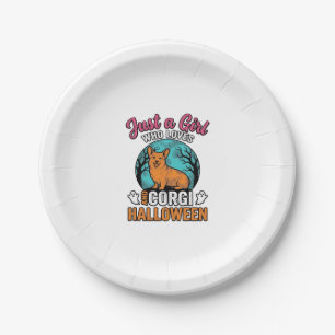 Vintage Corgi Halloween Mädchen Hundeliebhaber-Shi Pappteller