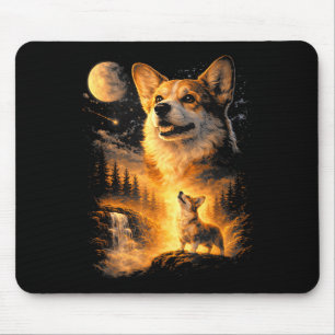 Vintage Corgi heult zum Mond Meme 90er Tier Mousepad