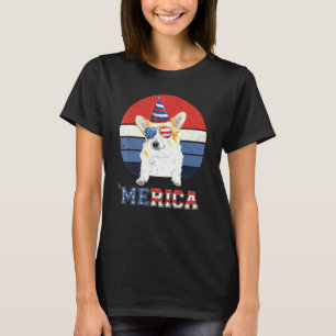 Vintage Corgi Hund Amerikanische Flagge 4. Juli Hu T-Shirt