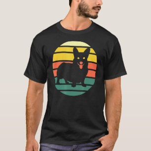 Vintage Corgi Silhouette Sonnenuntergang Kreis T-Shirt