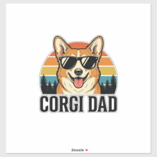 Vintage-Corgi-Vater-Gravur-Hunde-Liebhaber-Shirt-D Aufkleber