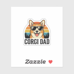 Vintage-Corgi-Vater-Gravur-Hunde-Liebhaber-Shirt-D Aufkleber