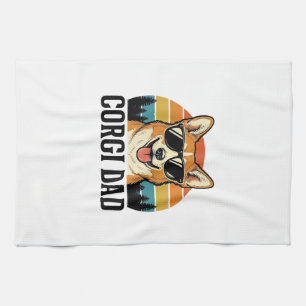 Vintage-Corgi-Vater-Gravur-Hunde-Liebhaber-Shirt-D Geschirrtuch