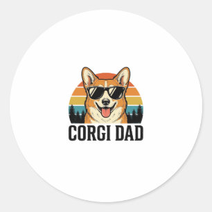 Vintage-Corgi-Vater-Gravur-Hunde-Liebhaber-Shirt-D Runder Aufkleber