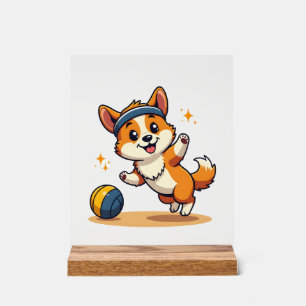 Vintage Corgi Volleyball Hund Vektor Illustration  Acrylschild