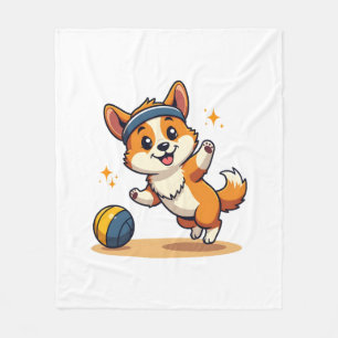 Vintage Corgi Volleyball Hund Vektor Illustration Fleecedecke