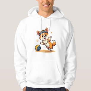 Vintage Corgi Volleyball Hund Vektor Illustration  Hoodie