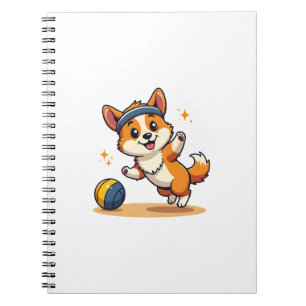 Vintage-Corgi-Volleyball-Hund-Vektor-Illustration  Notizblock