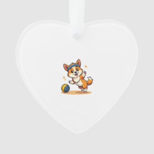 Vintage Corgi Volleyball Hund Vektor Illustration  Ornament