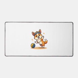 Vintage Corgi Volleyball Hund Vektor Illustration  Schreibtischunterlage