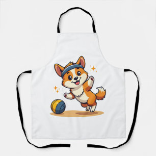 Vintage Corgi Volleyball Hund Vektor Illustration Schürze