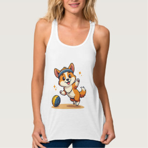 Vintage Corgi Volleyball Hund Vektor Illustration  Tank Top