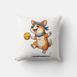 Vintage-Corgi-Volleyball-Illustration Süßer Hund A Kissen